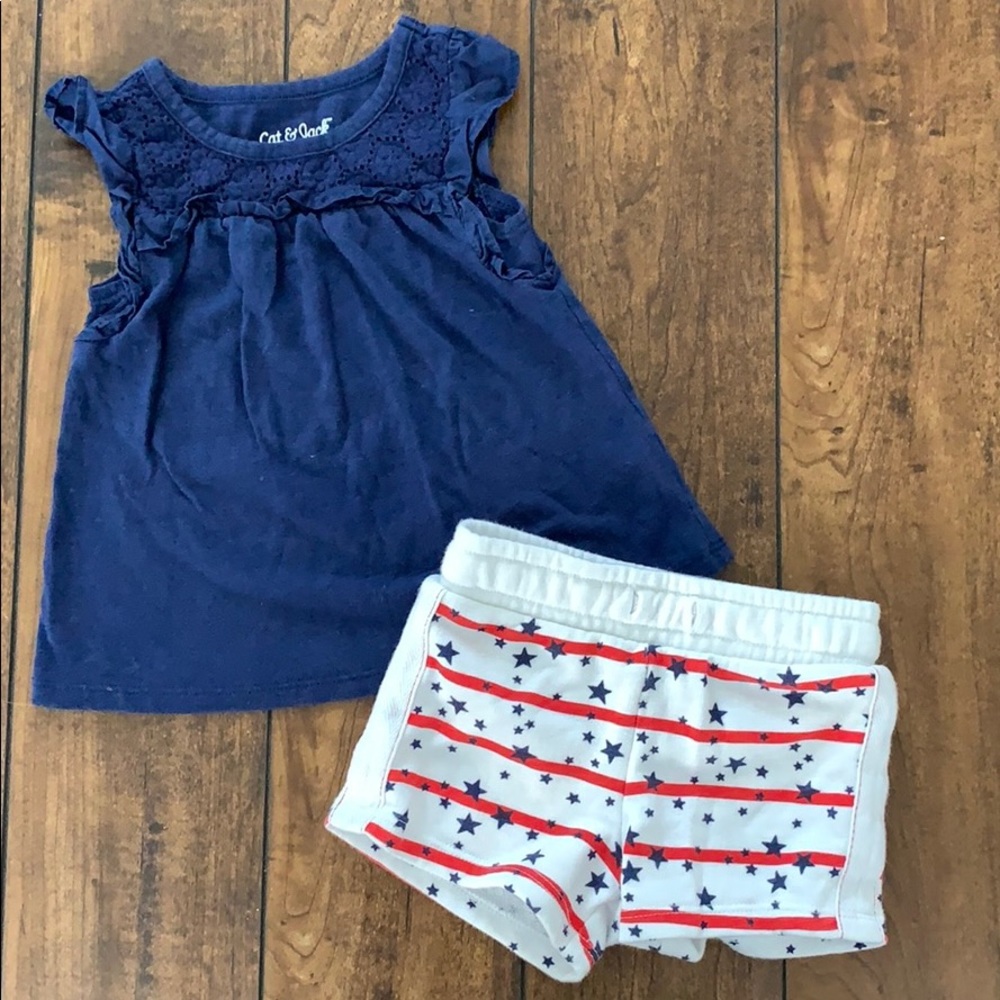 GUC Cat & Jack Patriotic Short Set  12m